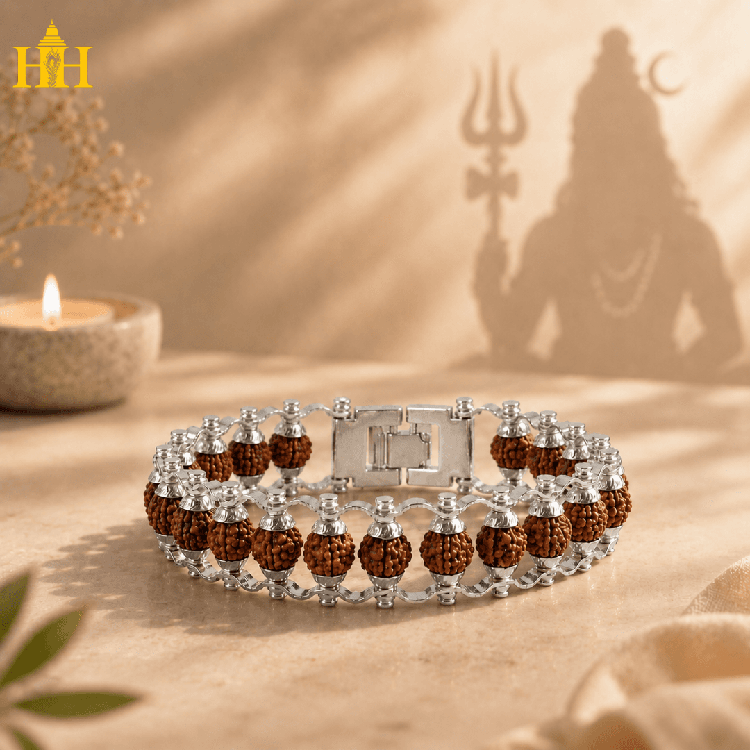 Silver Plated Rudraksha Chain Bracelet