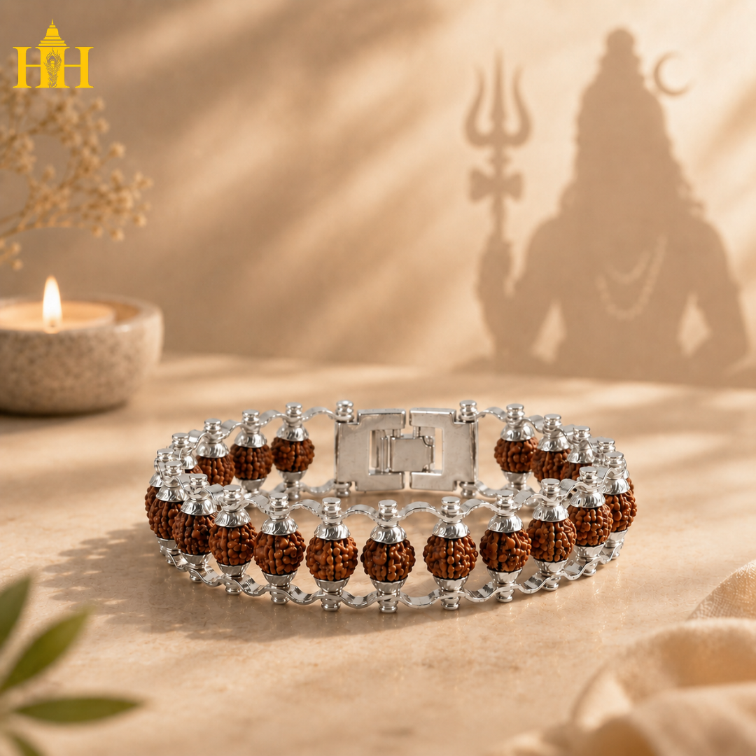 Silver Plated Rudraksha Chain Bracelet