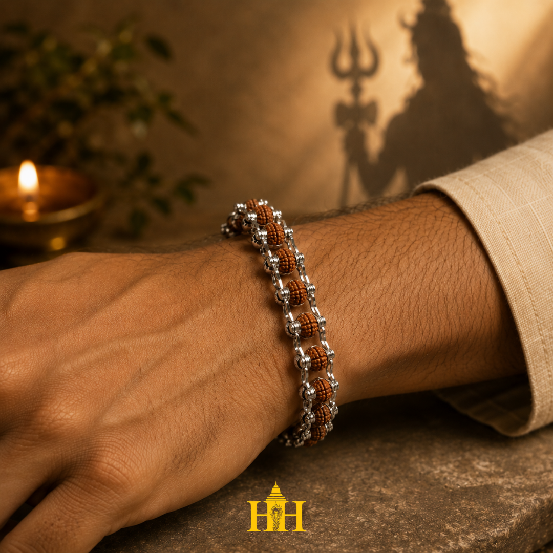 Silver Plated Rudraksha Chain Bracelet