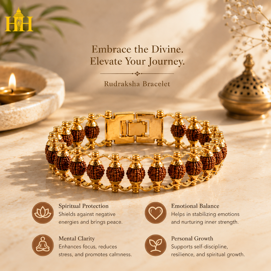 Gold Plated Rudraksha Chain Bracelet